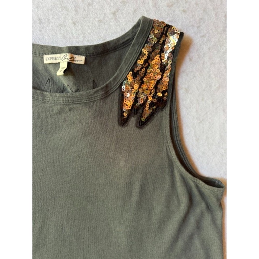 Express One Eleven Women's Sequined Sequin Wings Tank Top Sleeveless Sz MED - Picture 5 of 10